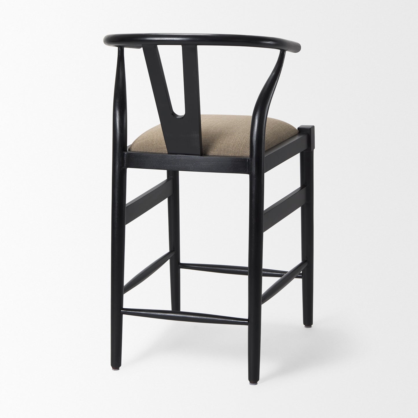 Trixie Upholstered Seat Bar Counter Stool Beige Fabric | Black Wood | Counter - bar-stools