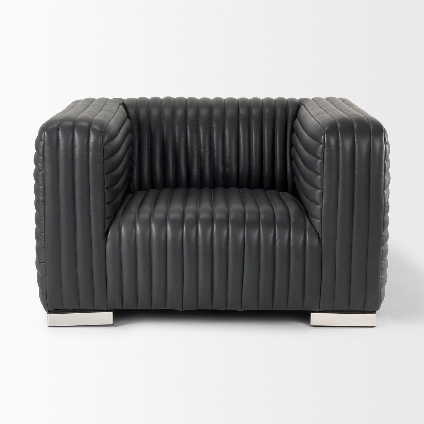 Ricciardo Black Leather Upholstered Arm Chair