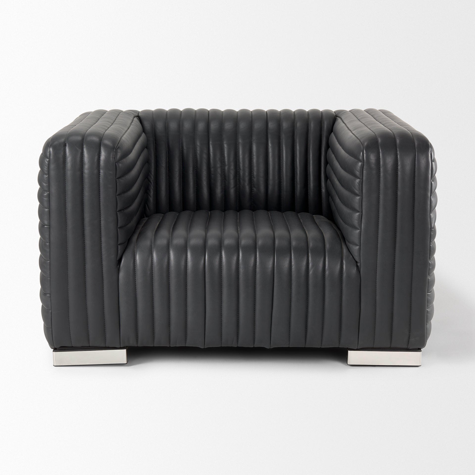 Ricciardo Black Leather Upholstered Arm Chair