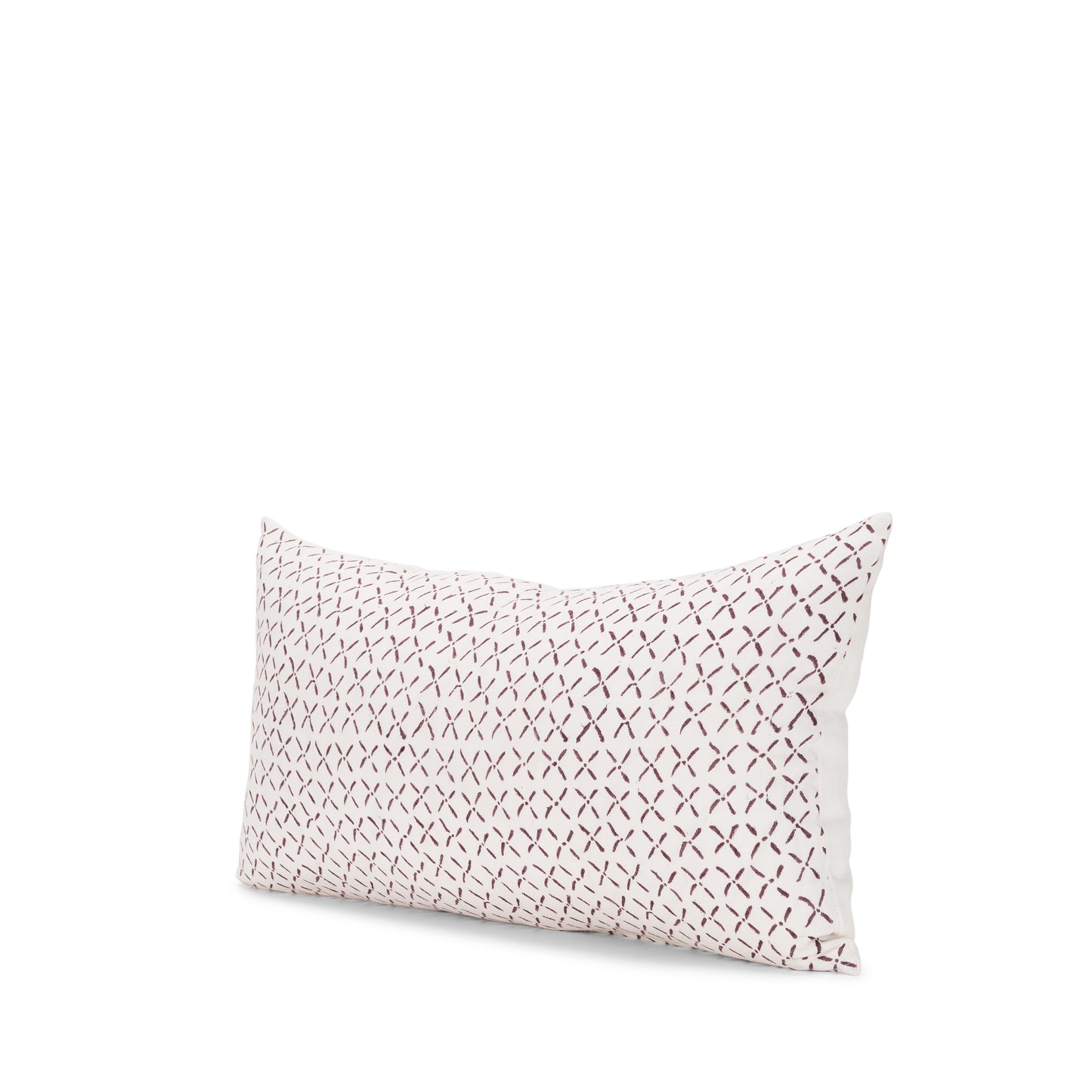 Jayden 14x26 Cream w/ Merlot Print Linen Lumbar Pillow Cover