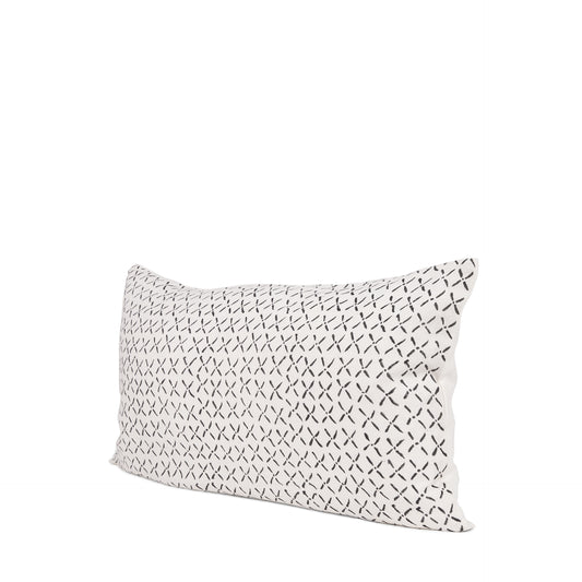 Jayden 14x26 Cream w/ Black Print Linen Lumbar Pillow Cover