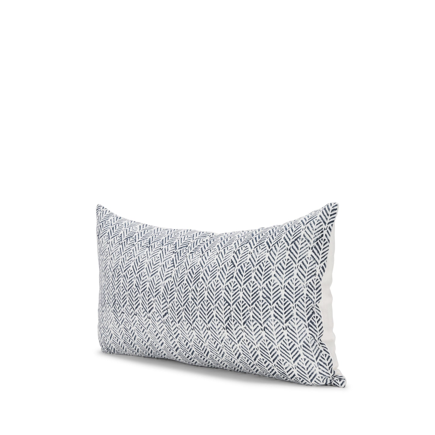 Janelle 14x26 Cream w/ Indigo Print Linen Lumbar Pillow Cover