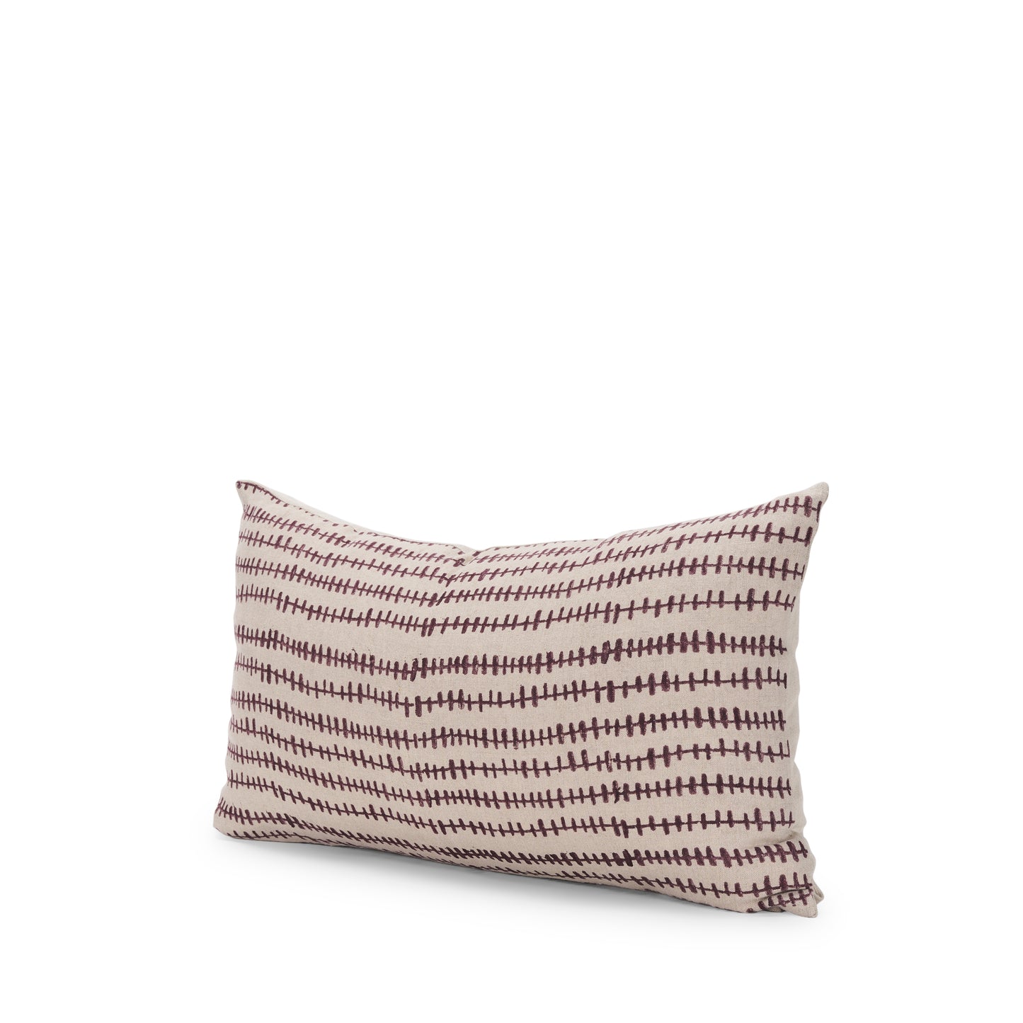 Jenna 14x26 Beige w/Merlot Print Linen Lumbar Decorative Pillow Cover