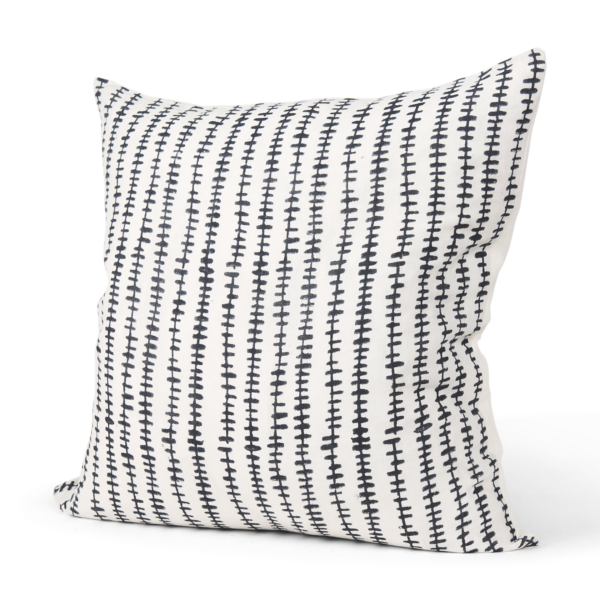 Jenna 22x22 Cream w/ Black Print Linen Square Decorative Pillow Cover
