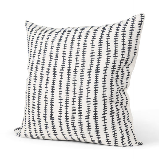 Jenna 22x22 Cream w/ Black Print Linen Square Decorative Pillow Cover