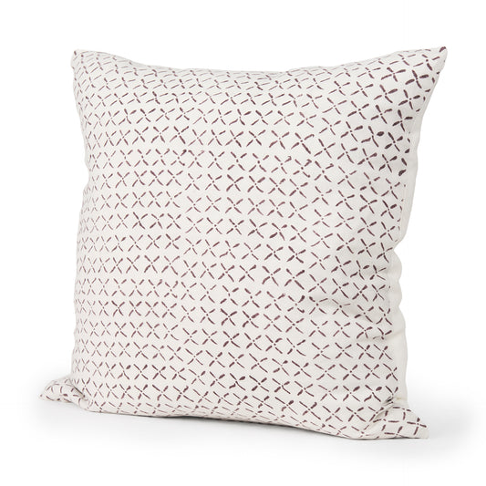 Jayden Cream w/ Merlot Print Linen Square Pillow Cover