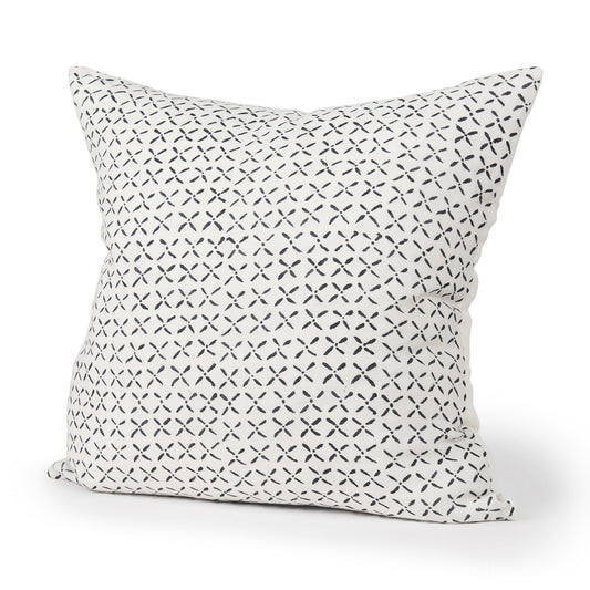 Jayden 22x22 Cream w/ Black Print Linen Square Pillow Cover