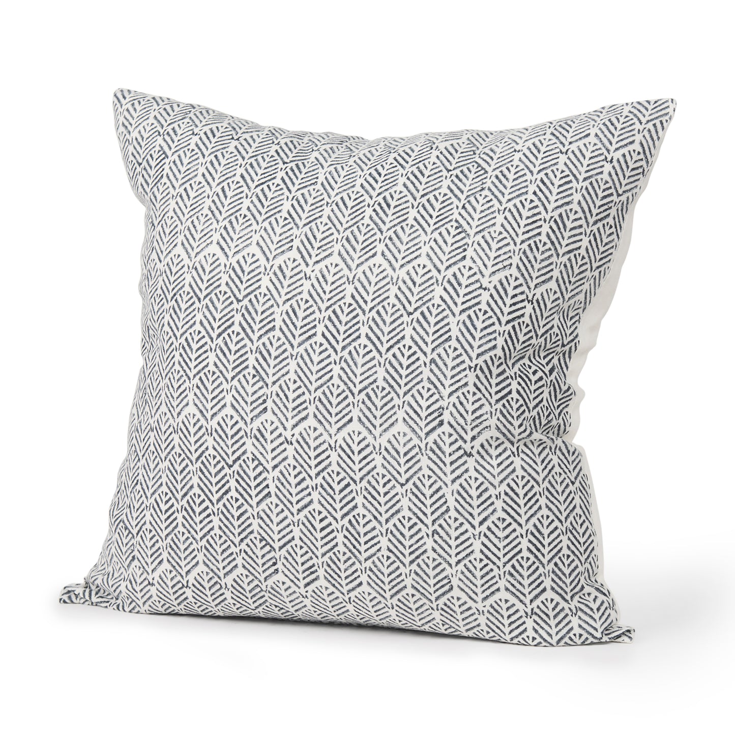 Jennelle 22x22 Cream w/ Indigo Print Linen Square Pillow Cover