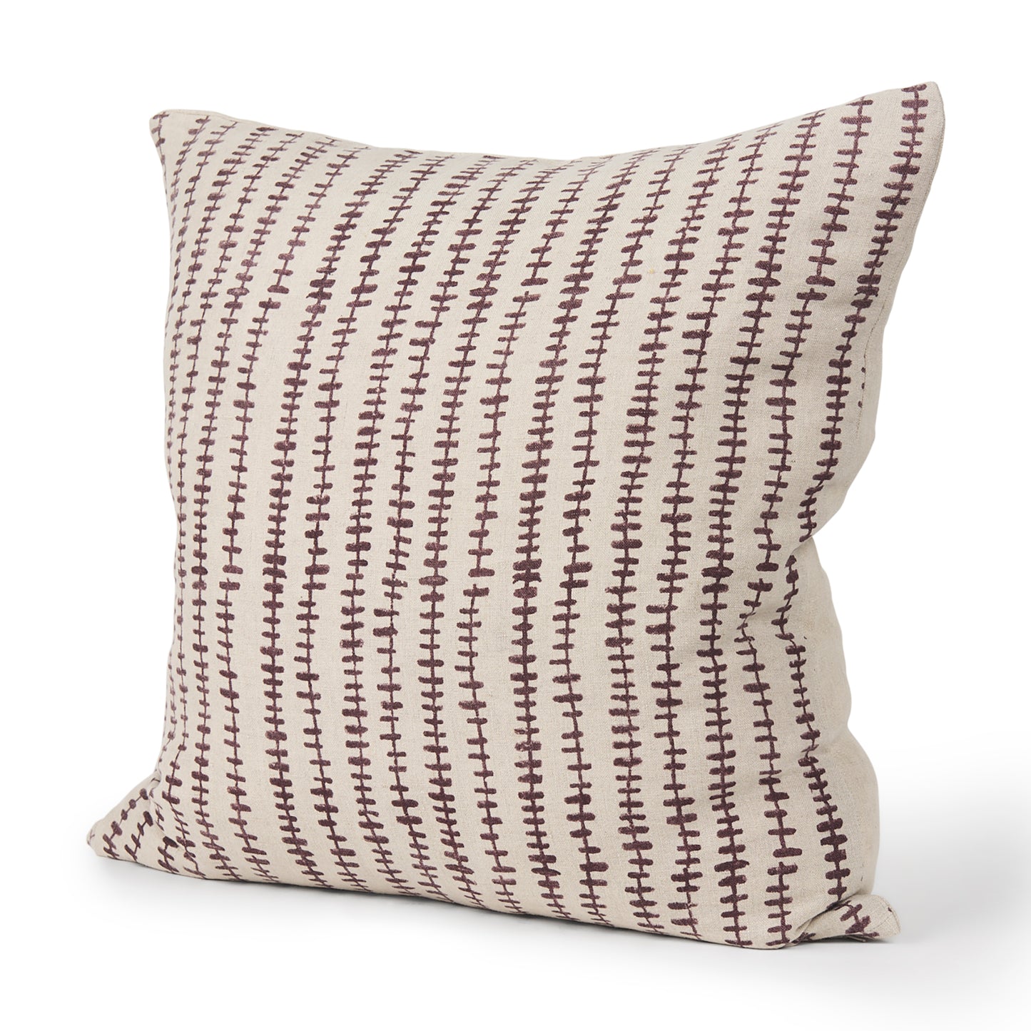 Jenna 22x22 Beige w/ Merlot Print Linen Square Decorative Pillow Cover