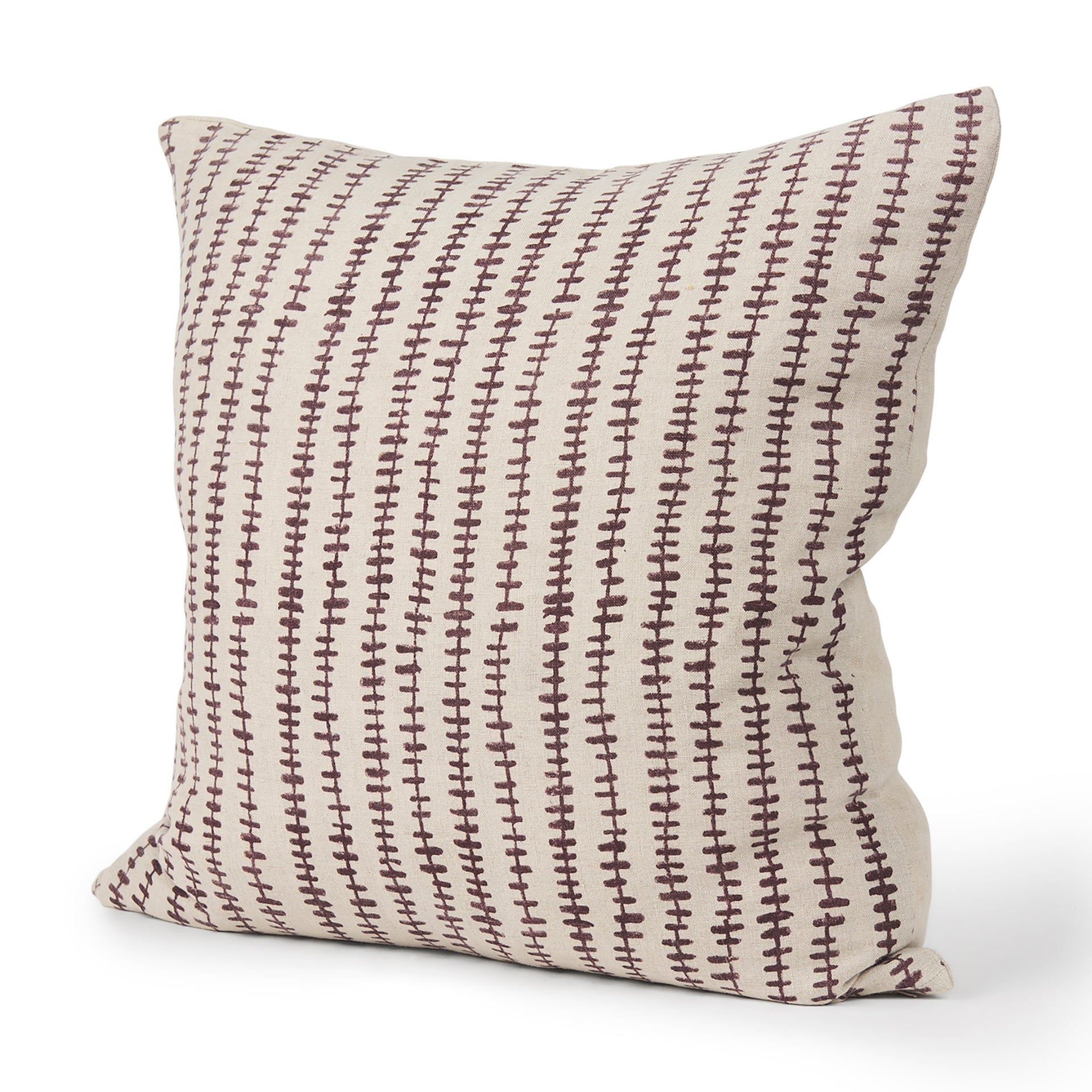 Jenna 22x22 Beige w/ Merlot Print Linen Square Decorative Pillow Cover