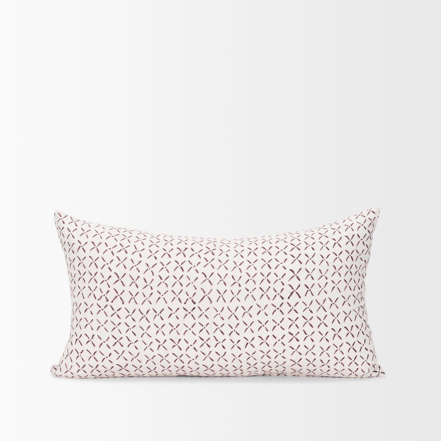 Jayden 14x26 Cream w/ Merlot Print Linen Lumbar Pillow Cover
