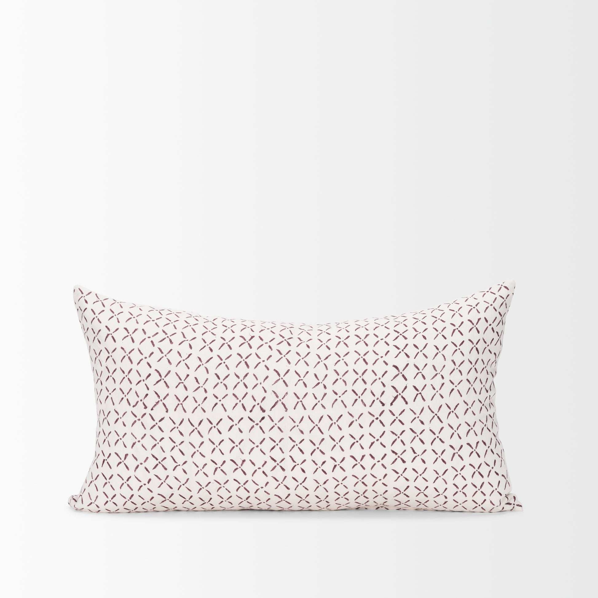 Jayden 14x26 Cream w/ Merlot Print Linen Lumbar Pillow Cover