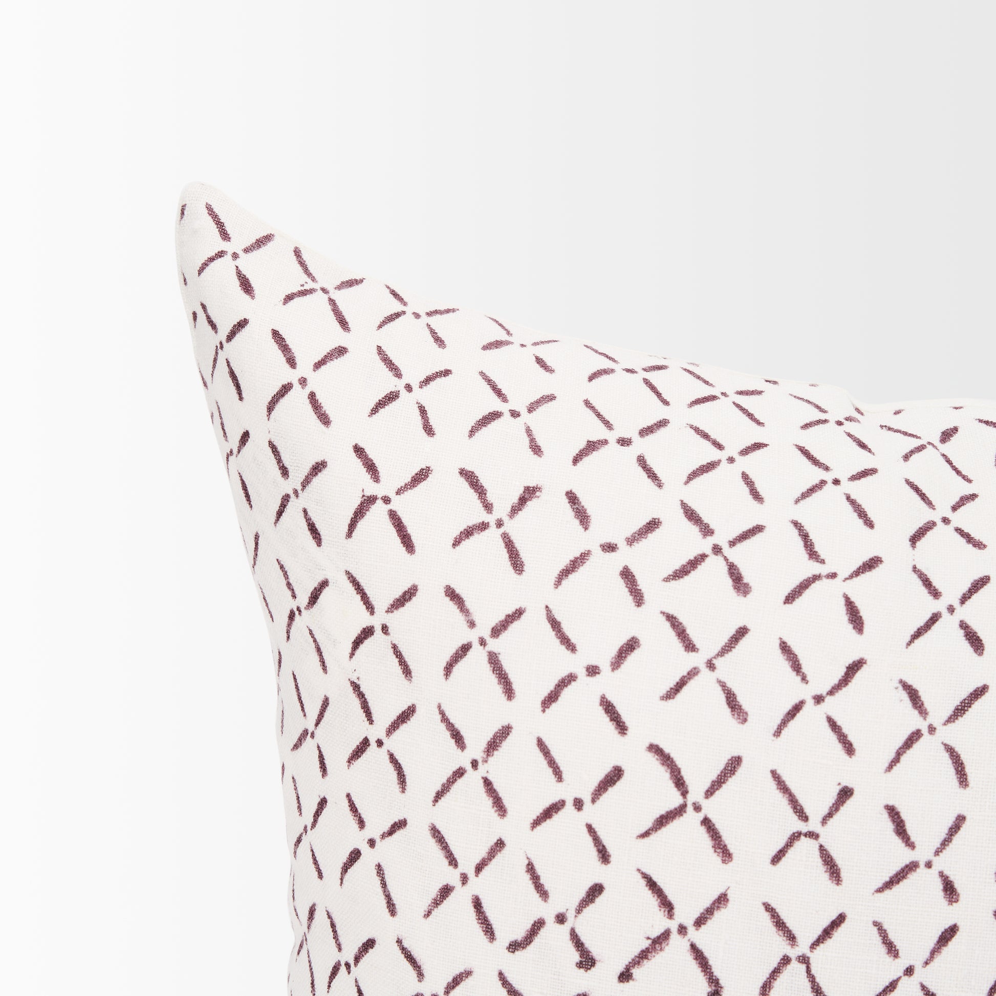Jayden 14x26 Cream w/ Merlot Print Linen Lumbar Pillow Cover