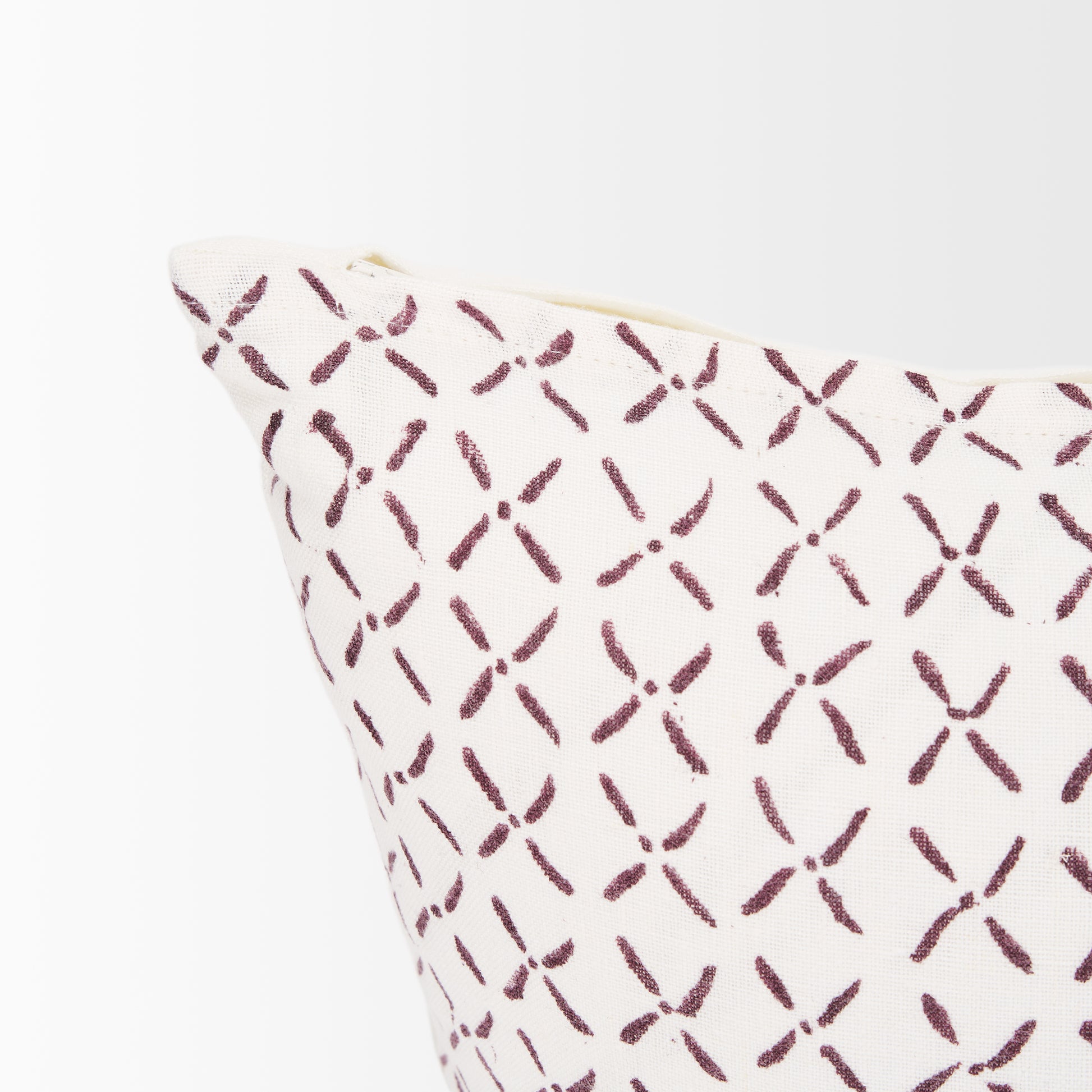 Jayden 14x26 Cream w/ Merlot Print Linen Lumbar Pillow Cover