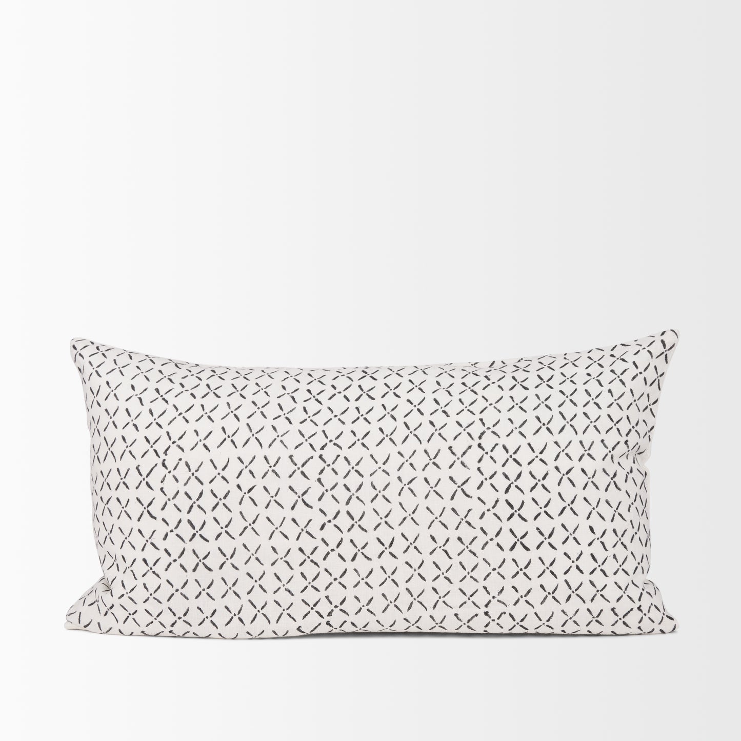 Jayden 14x26 Cream w/ Black Print Linen Lumbar Pillow Cover