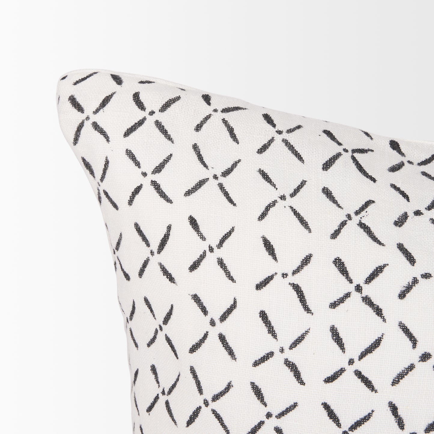 Jayden 14x26 Cream w/ Black Print Linen Lumbar Pillow Cover