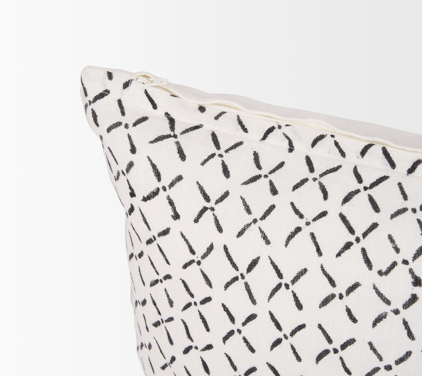 Jayden 14x26 Cream w/ Black Print Linen Lumbar Pillow Cover