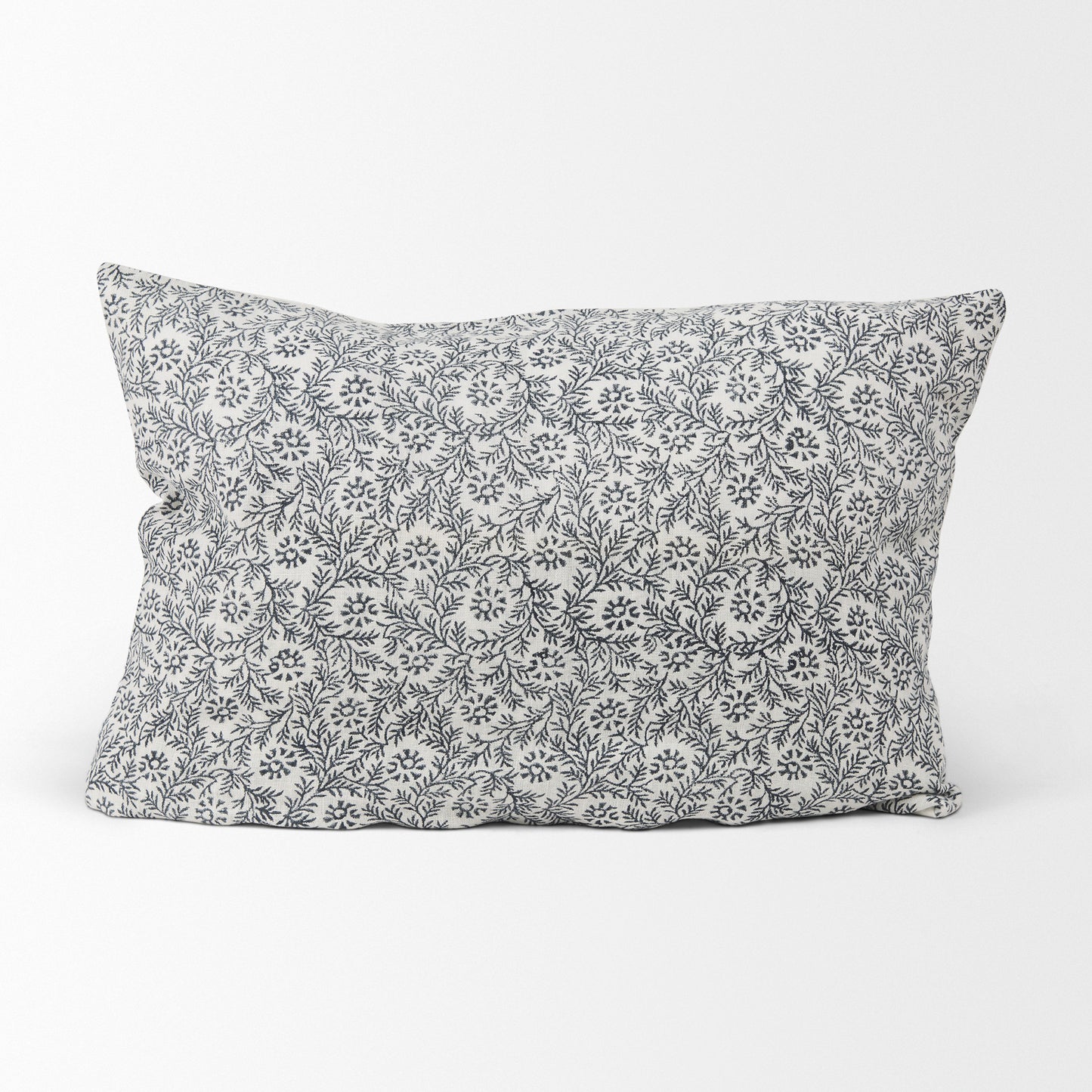 Jayne 14x26 Cream w/ Indigo Print Linen Lumbar Pillow Cover