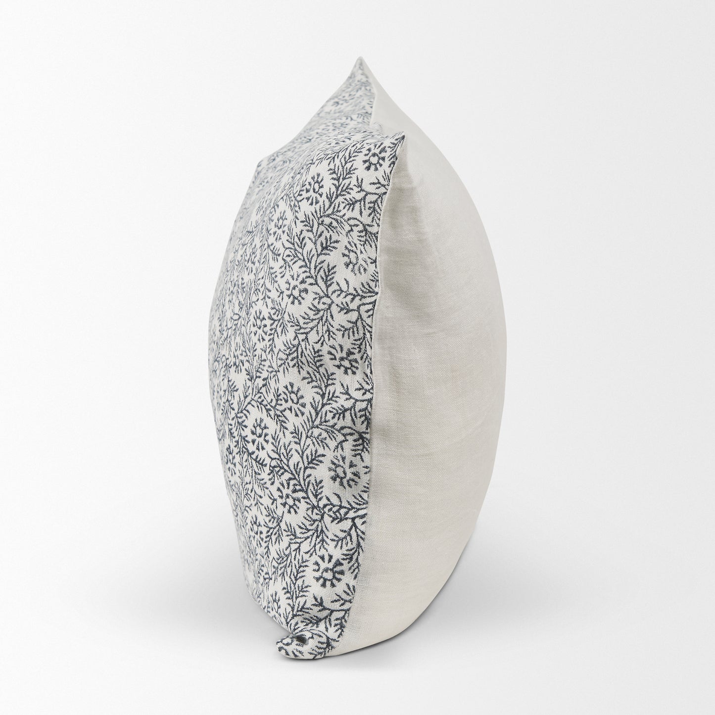 Jayne 14x26 Cream w/ Indigo Print Linen Lumbar Pillow Cover