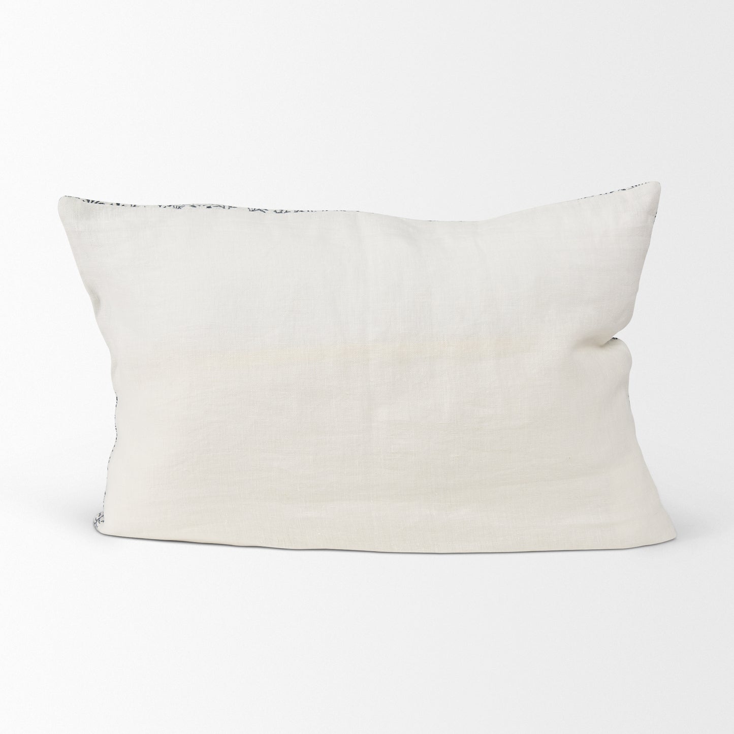 Jayne 14x26 Cream w/ Indigo Print Linen Lumbar Pillow Cover