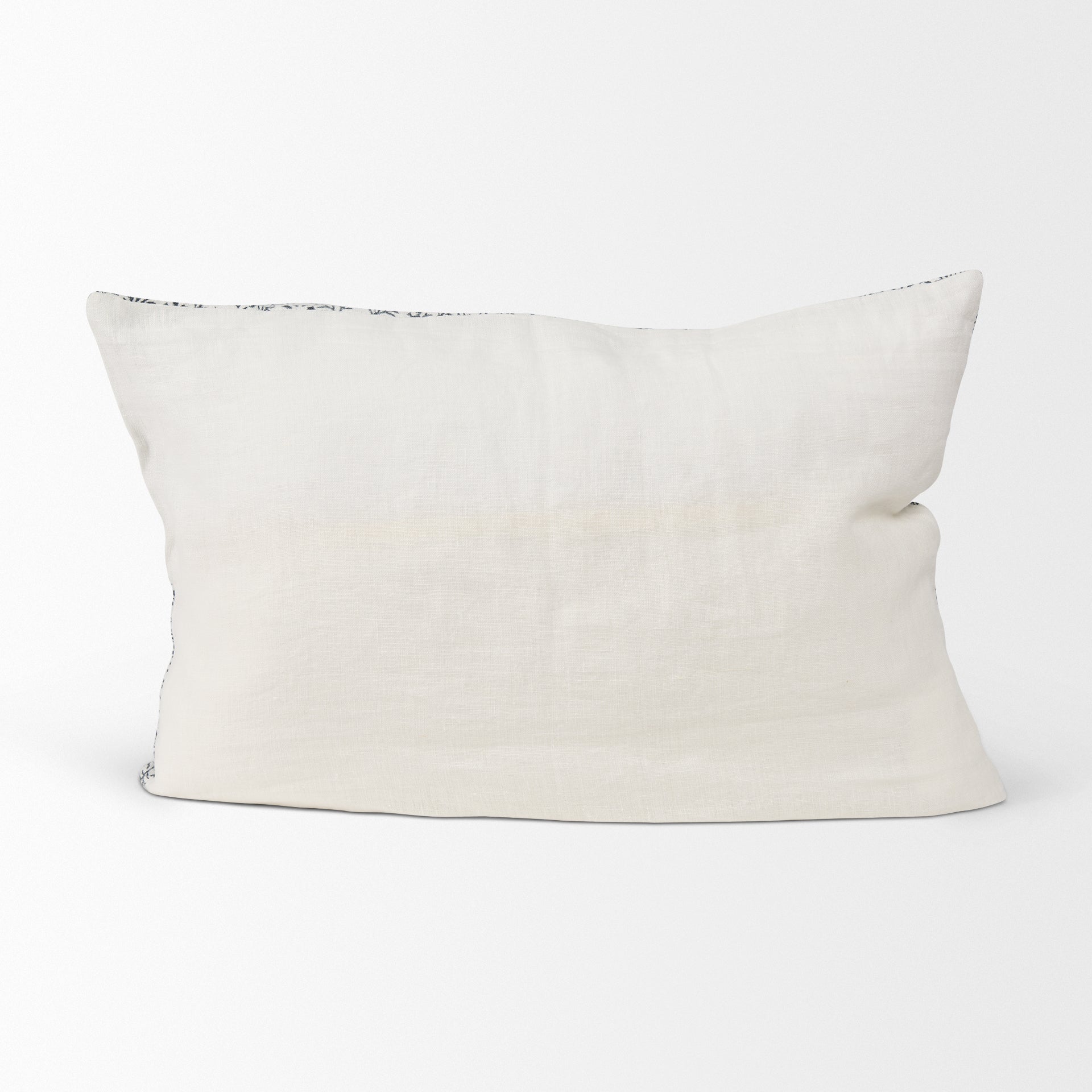 Jayne 14x26 Cream w/ Indigo Print Linen Lumbar Pillow Cover