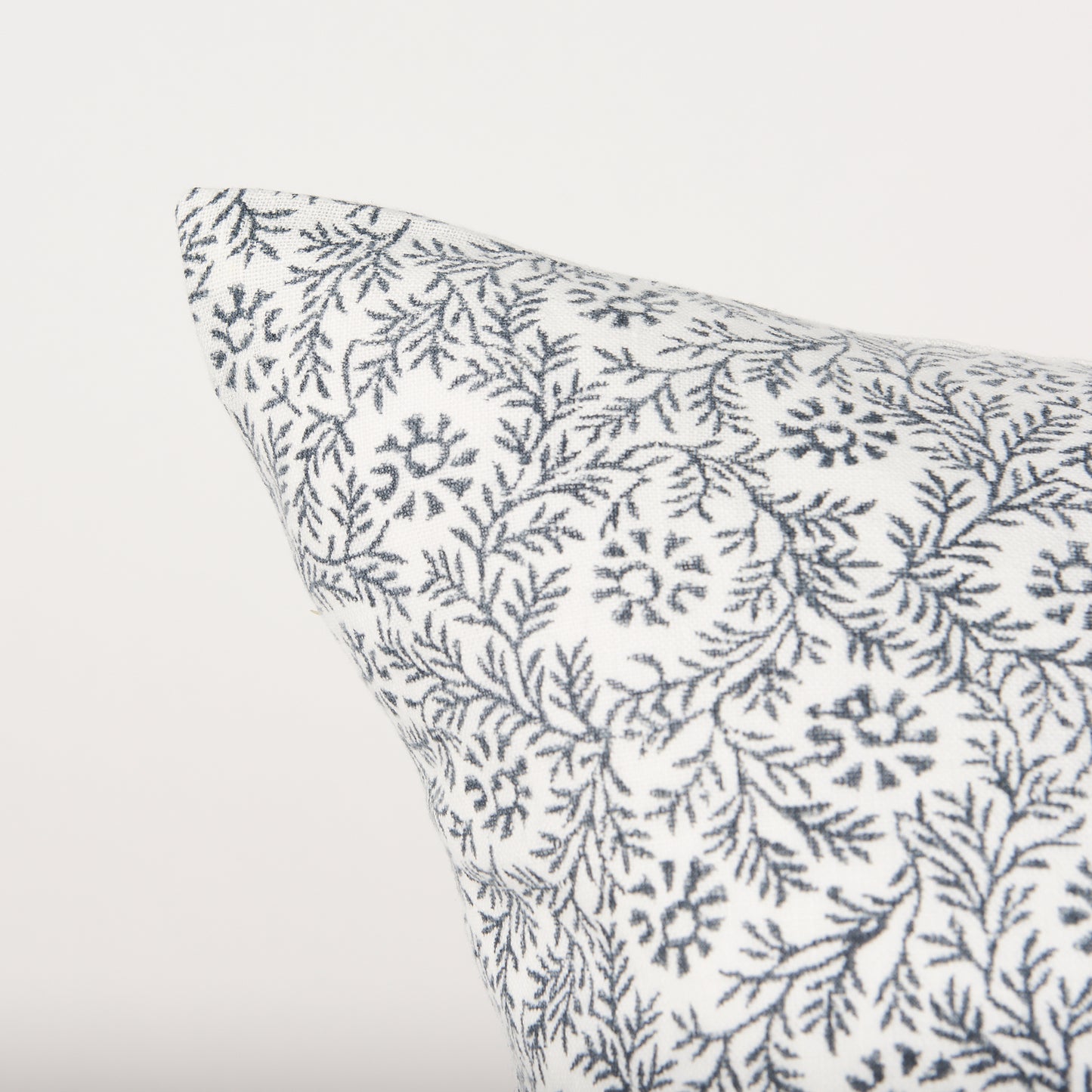 Jayne 14x26 Cream w/ Indigo Print Linen Lumbar Pillow Cover
