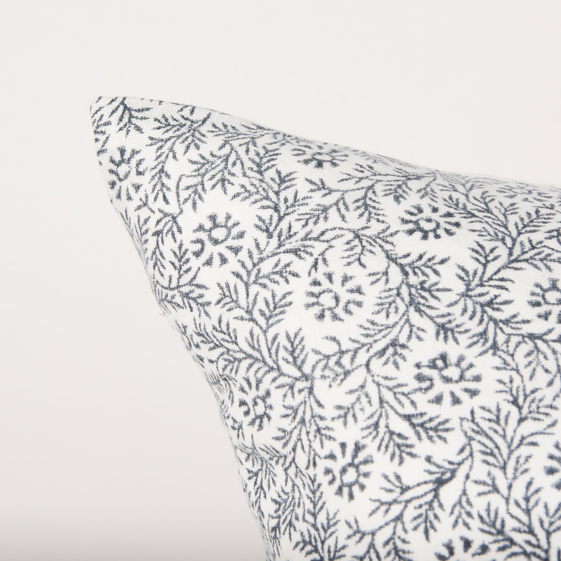 Jayne 14x26 Cream w/ Indigo Print Linen Lumbar Pillow Cover
