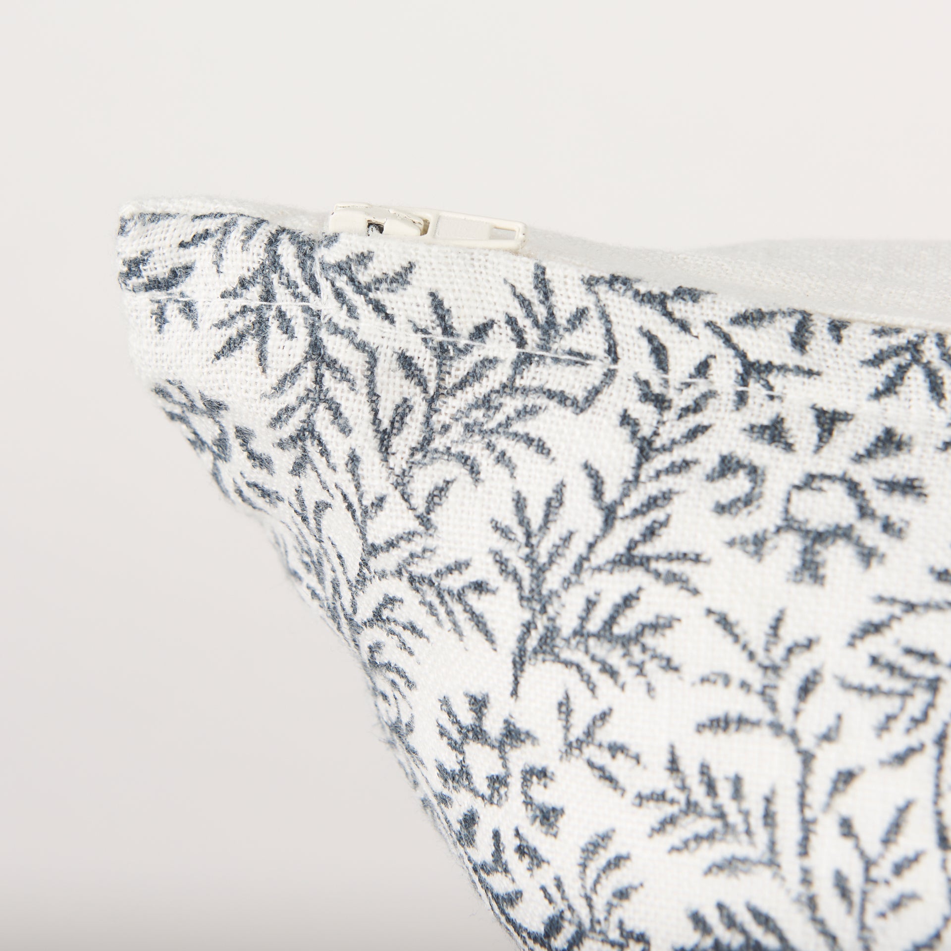 Jayne 14x26 Cream w/ Indigo Print Linen Lumbar Pillow Cover