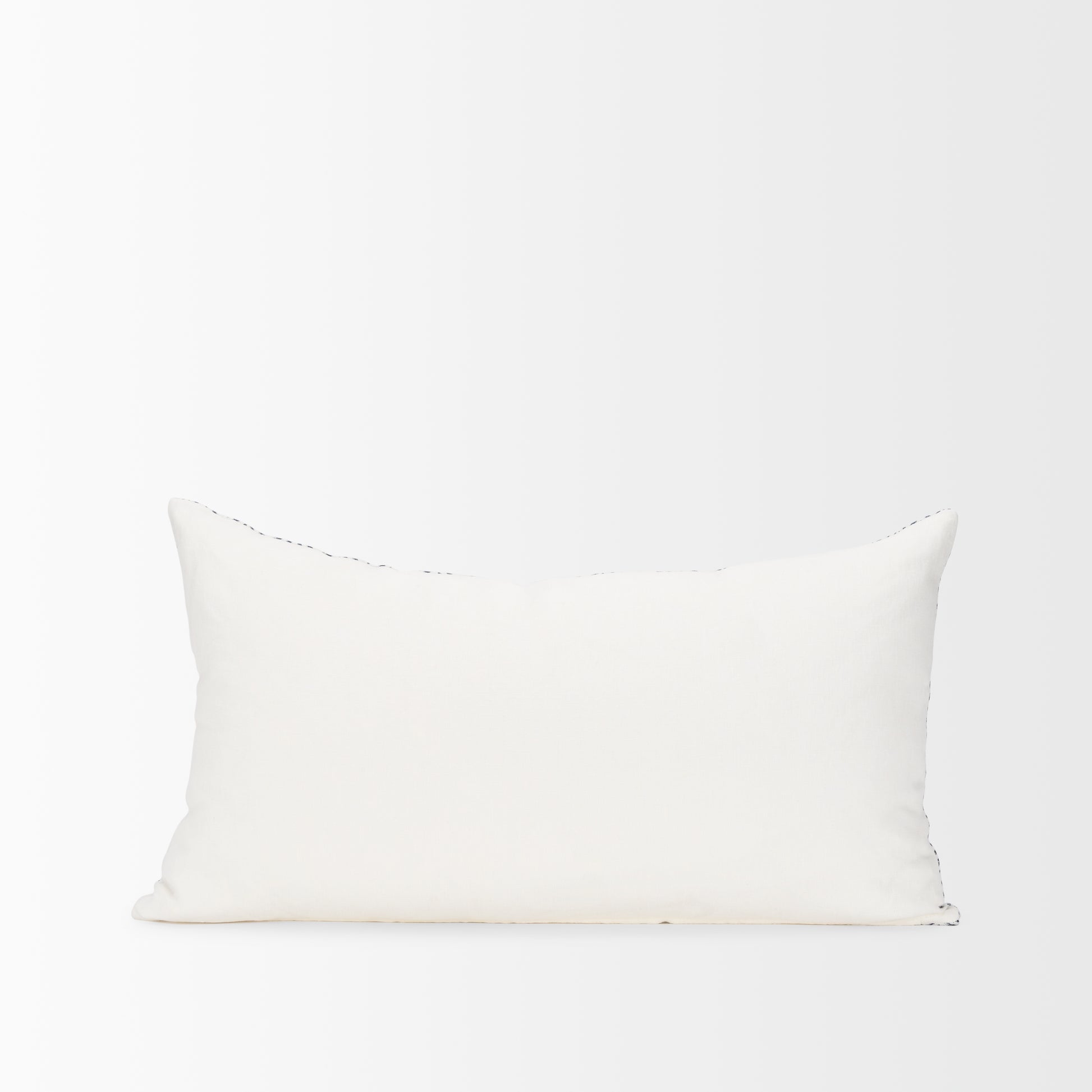 Janelle 14x26 Cream w/ Indigo Print Linen Lumbar Pillow Cover