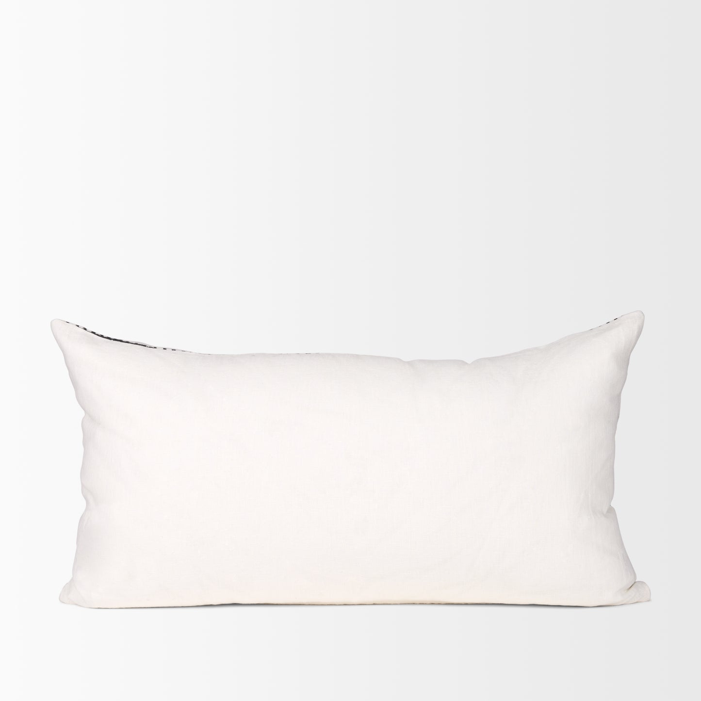 Jenna 14x26 Cream/Black Print Linen Lumbar Decorative Pillow Cover