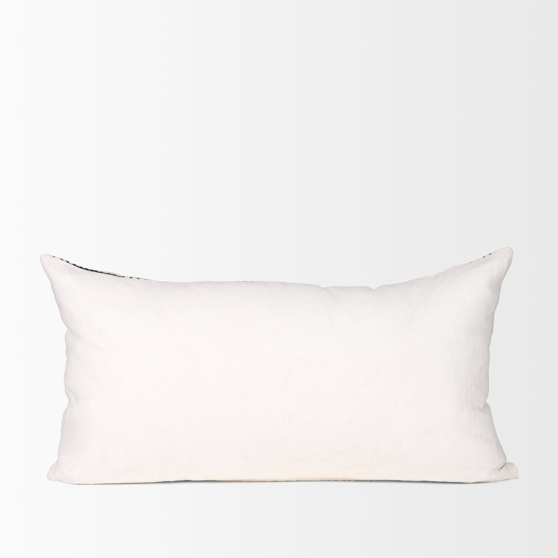 Jenna 14x26 Cream/Black Print Linen Lumbar Decorative Pillow Cover