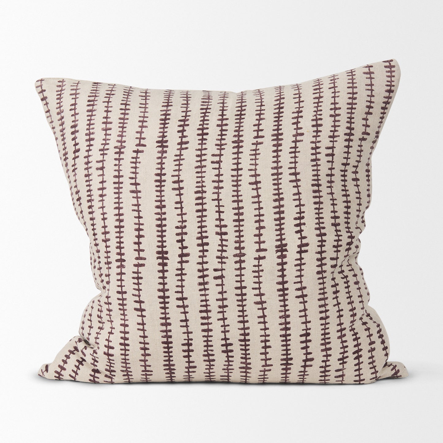 Jenna 22x22 Beige w/ Merlot Print Linen Square Decorative Pillow Cover
