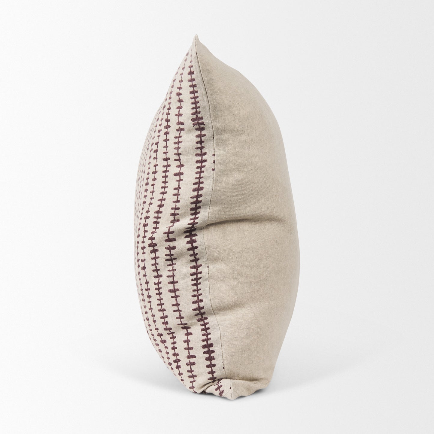 Jenna 22x22 Beige w/ Merlot Print Linen Square Decorative Pillow Cover