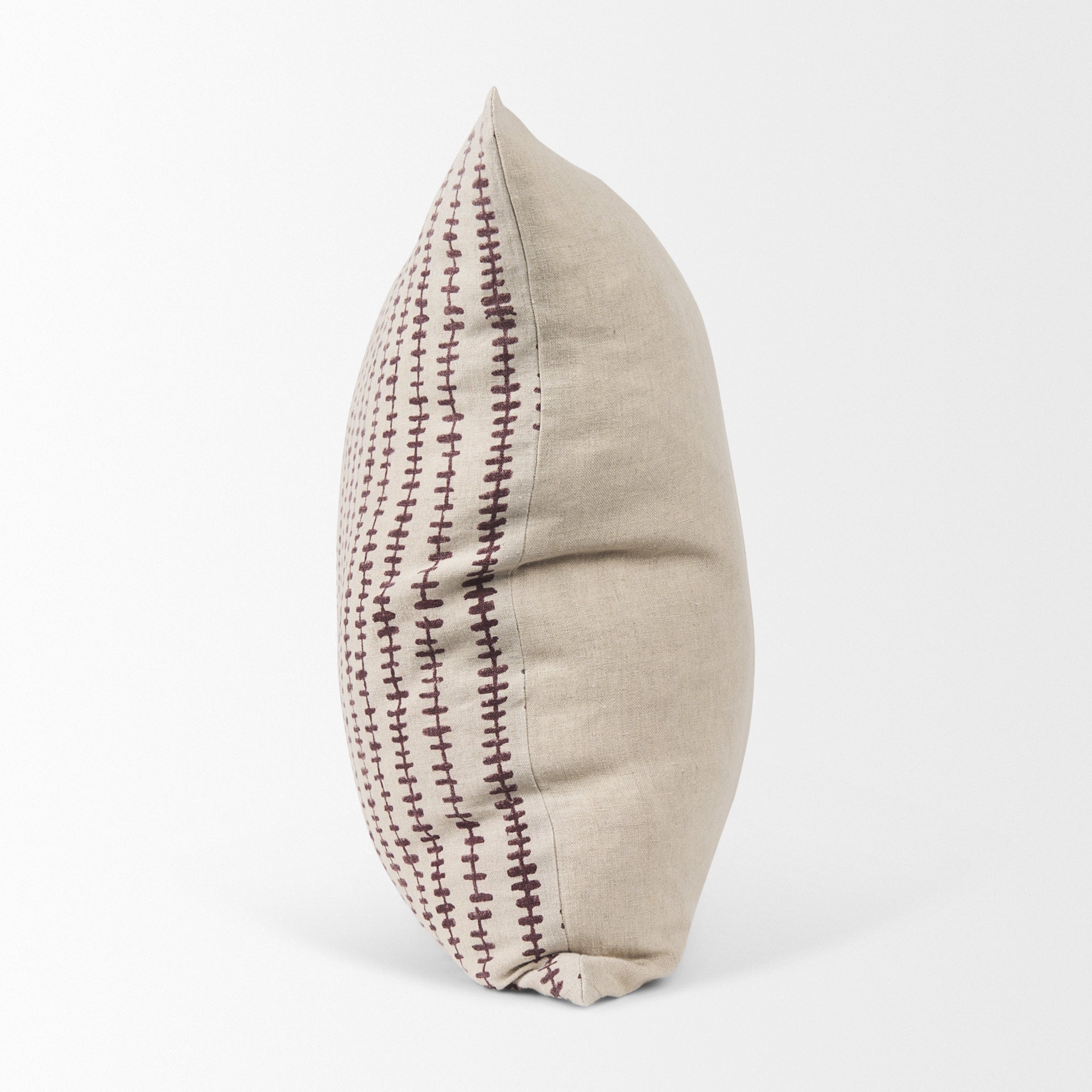 Jenna 22x22 Beige w/ Merlot Print Linen Square Decorative Pillow Cover