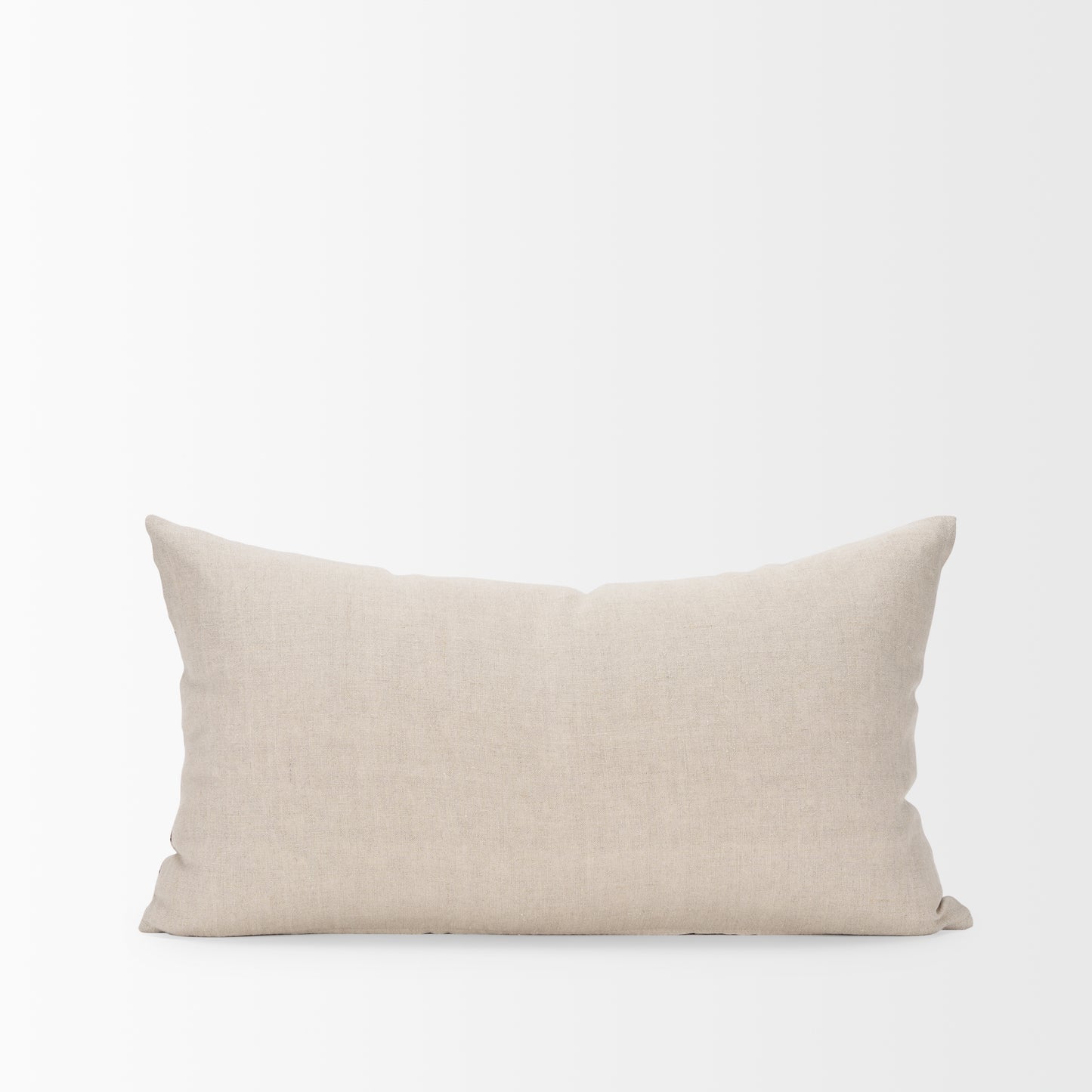 Jenna 14x26 Beige w/Merlot Print Linen Lumbar Decorative Pillow Cover