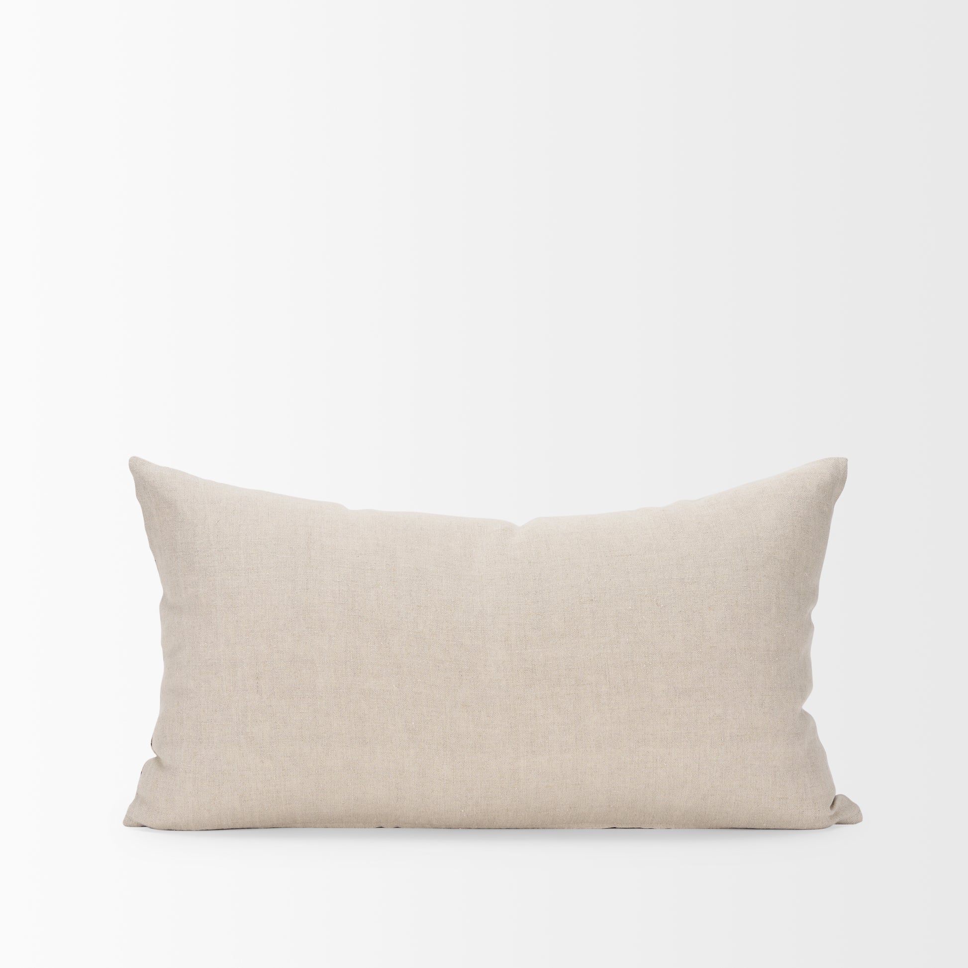 Jenna 14x26 Beige w/Merlot Print Linen Lumbar Decorative Pillow Cover