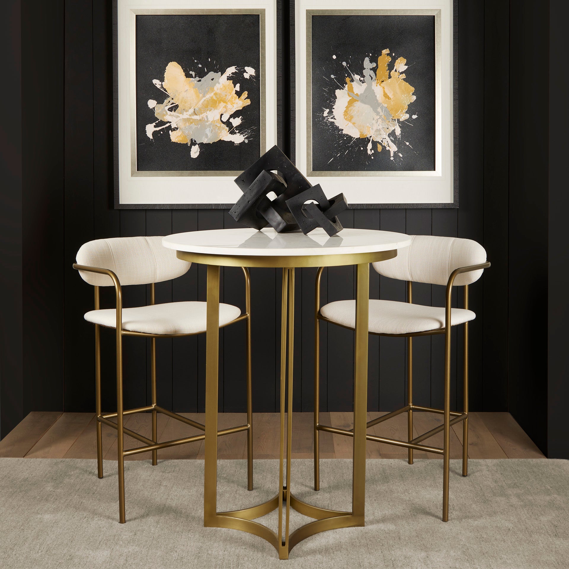 Parker Upholstered Seat Bar Counter Stool Cream Fabric | Gold Metal | Counter - bar-stools