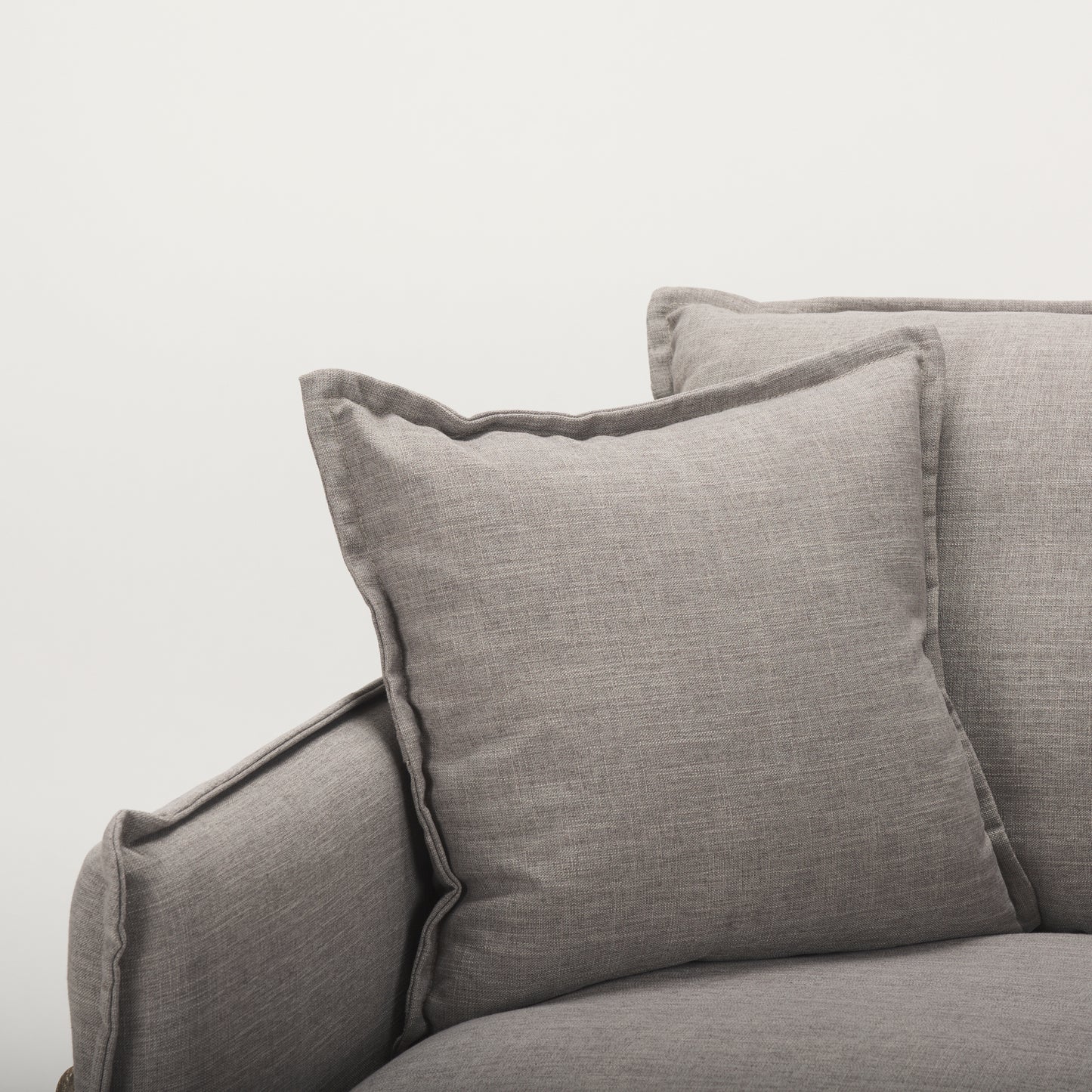 Roy II Flint Gray Upholstered and Brown Wood Frame Arm Chair
