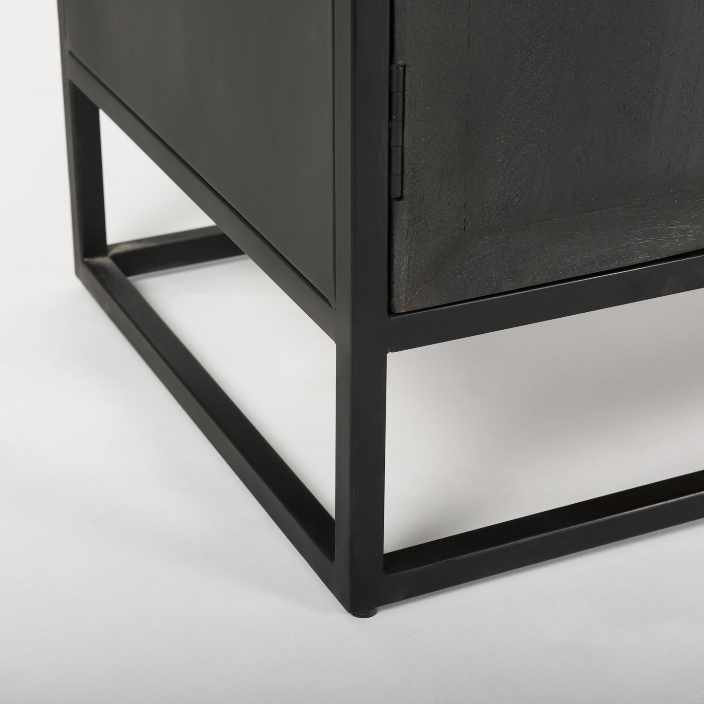 Sloan 47.5W x 85.5H Black Wood W/Black Metal Frame Arch Cabinet