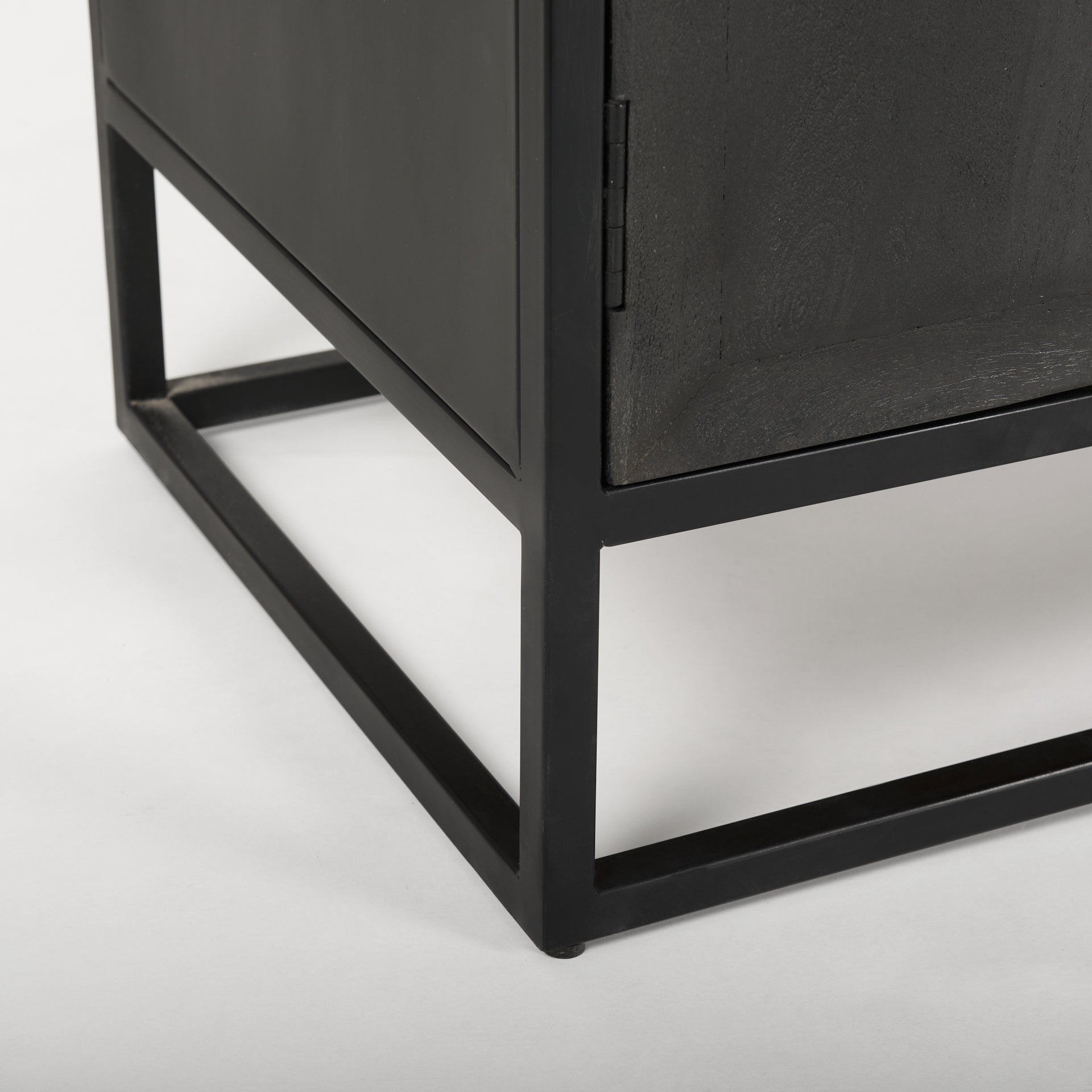 Sloan 47.5W x 85.5H Black Wood W/Black Metal Frame Arch Cabinet