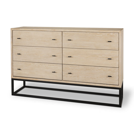 Ciara Sideboard Beige Wood | Black Metal - sideboards-and-buffets