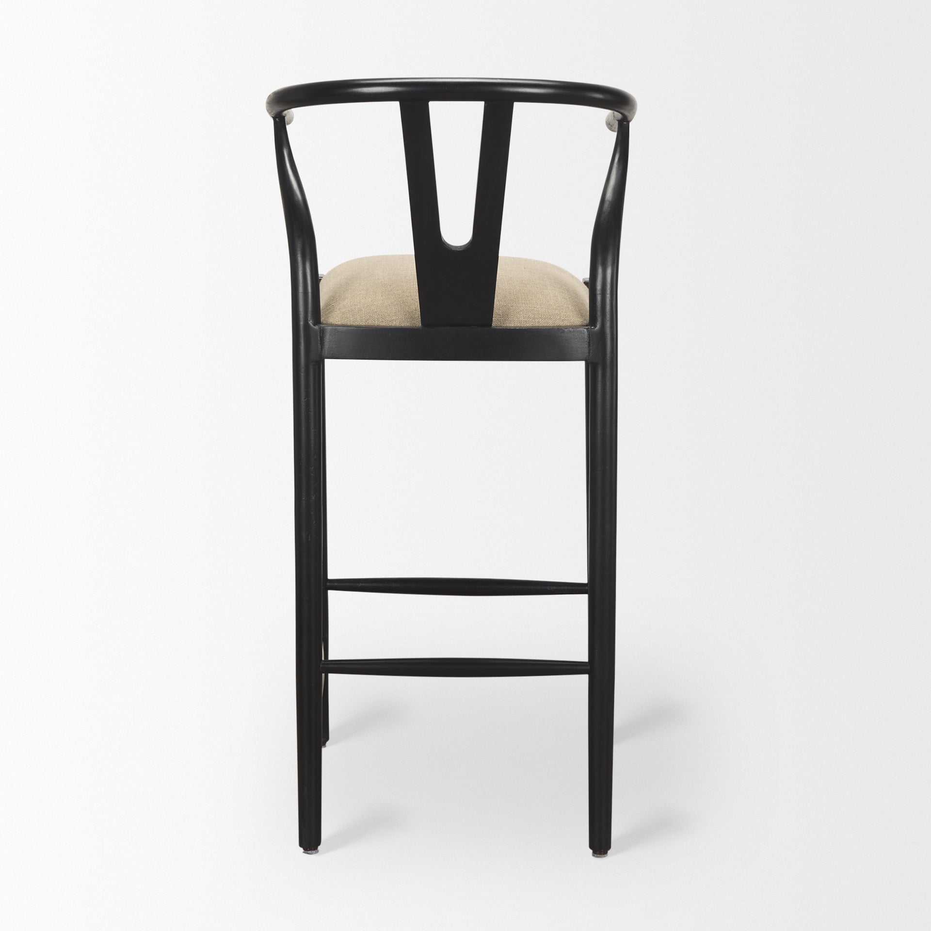 Trixie Upholstered Seat Bar Counter Stool Beige Fabric | Black Wood | Bar - bar-stools