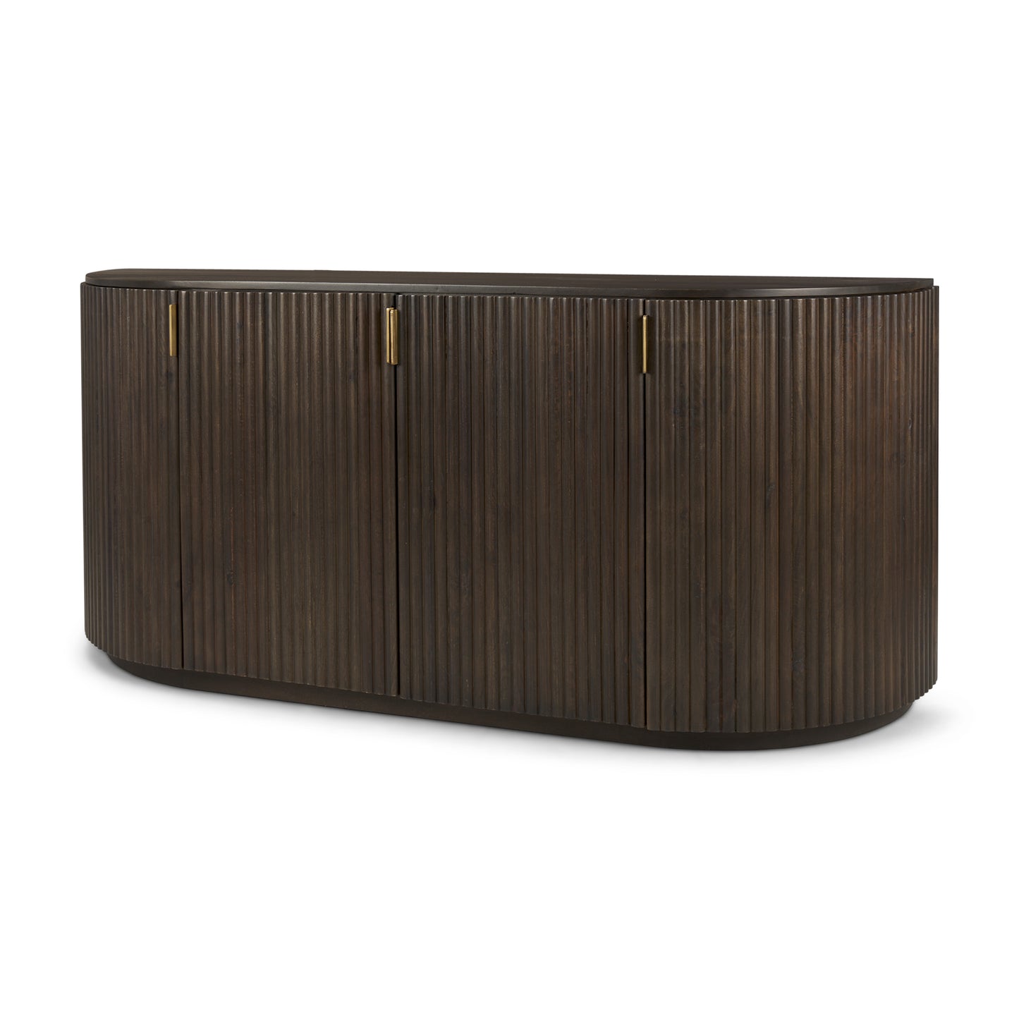 Terra 72L x 18W x 32H Dark Brown Wood Fluted Sideboard