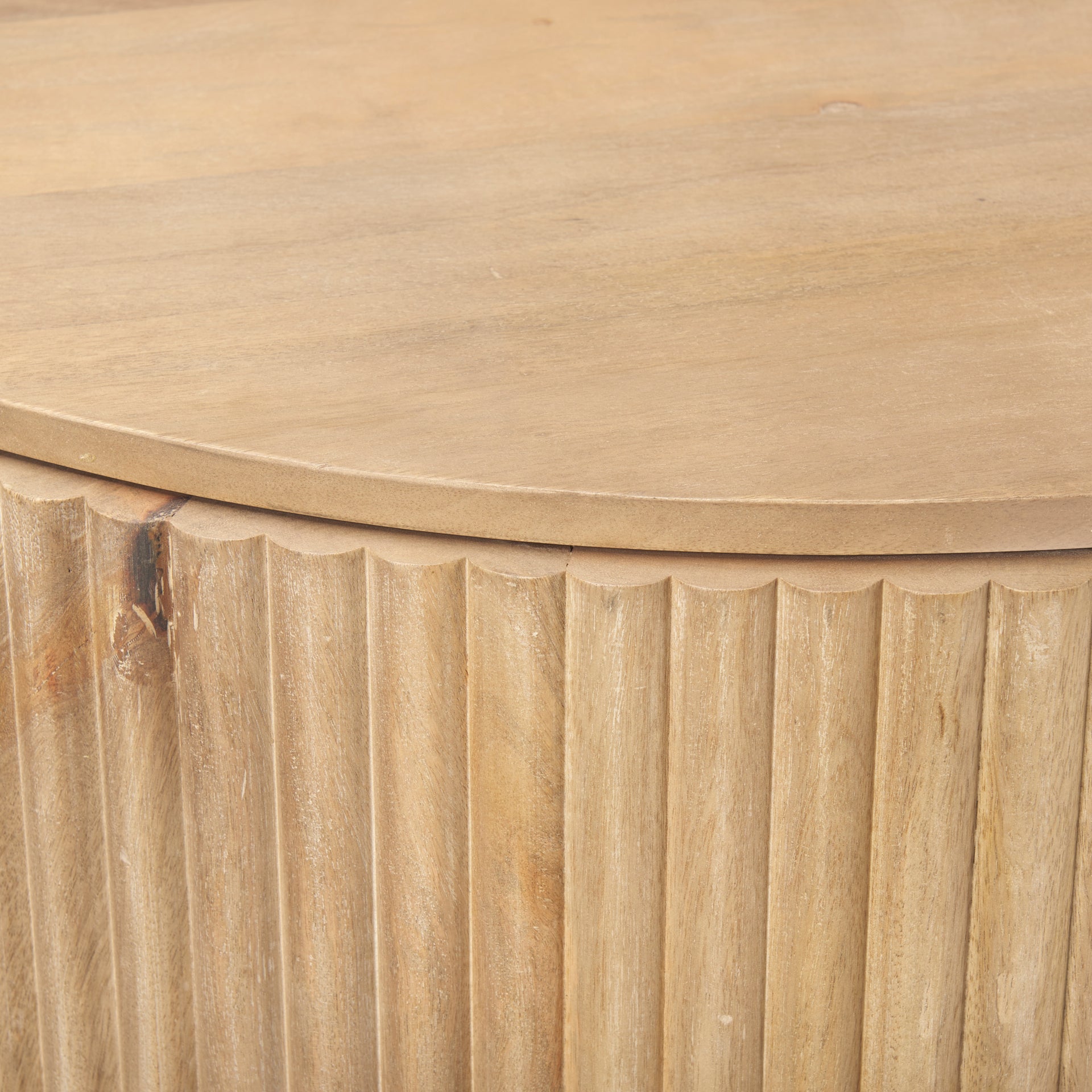 Terra Fluted Light Brown Wood 2-Door Accent Cabinet