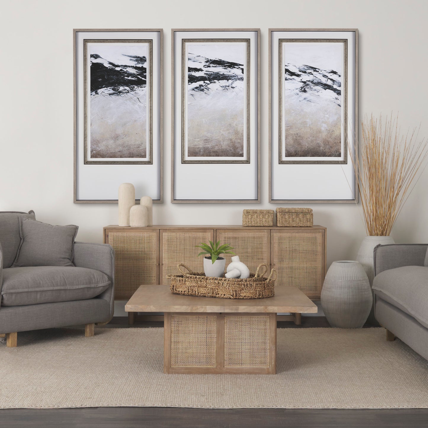 Grier 72" Light Brown Solid Wood W/ Cane Sideboard