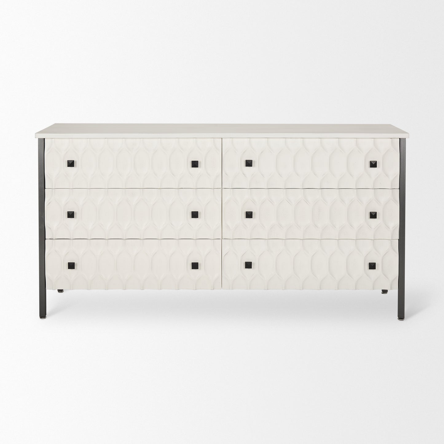 Savannah Gray Sideboard White | Gray Metal | 6 Drawer - sideboards-and-buffets