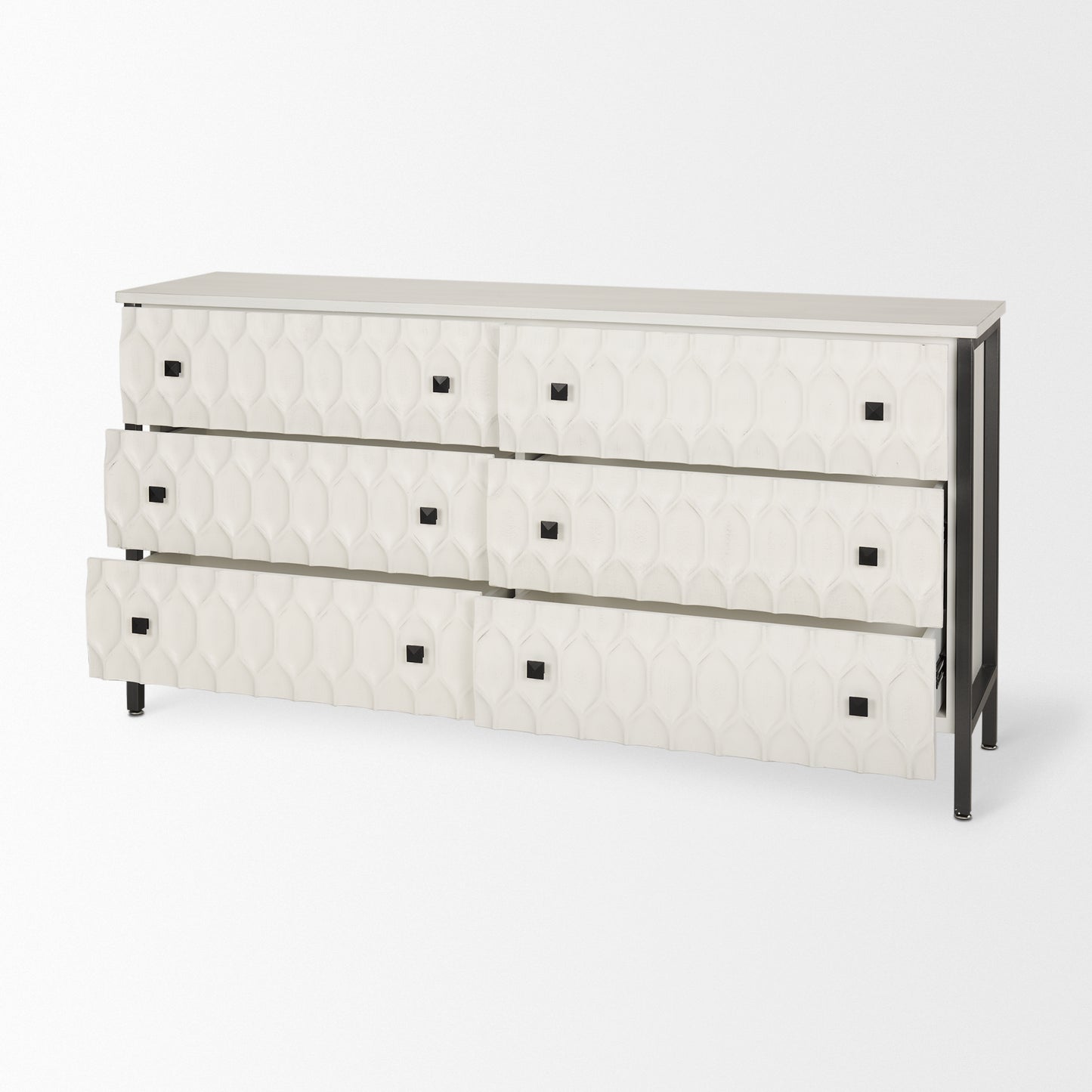 Savannah Gray Sideboard White | Gray Metal | 6 Drawer - sideboards-and-buffets