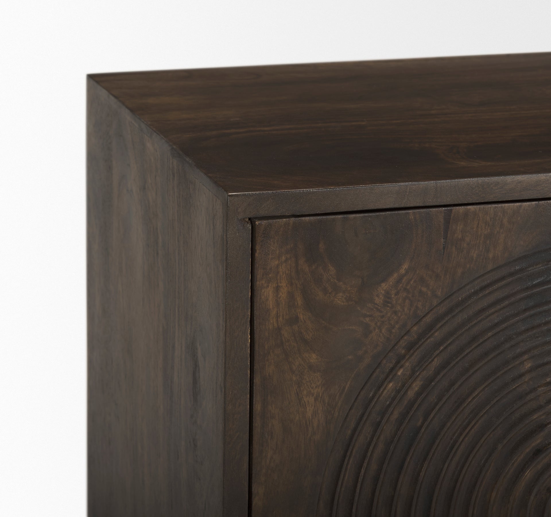 Tucker Dark Brown Wood w/ Carved Arch Pattern 2 Door Cabinet
