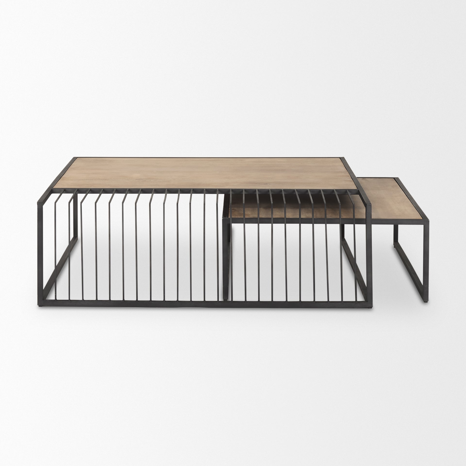 Miles Coffee Table Black Metal | Light Brown Wood - coffee-tables