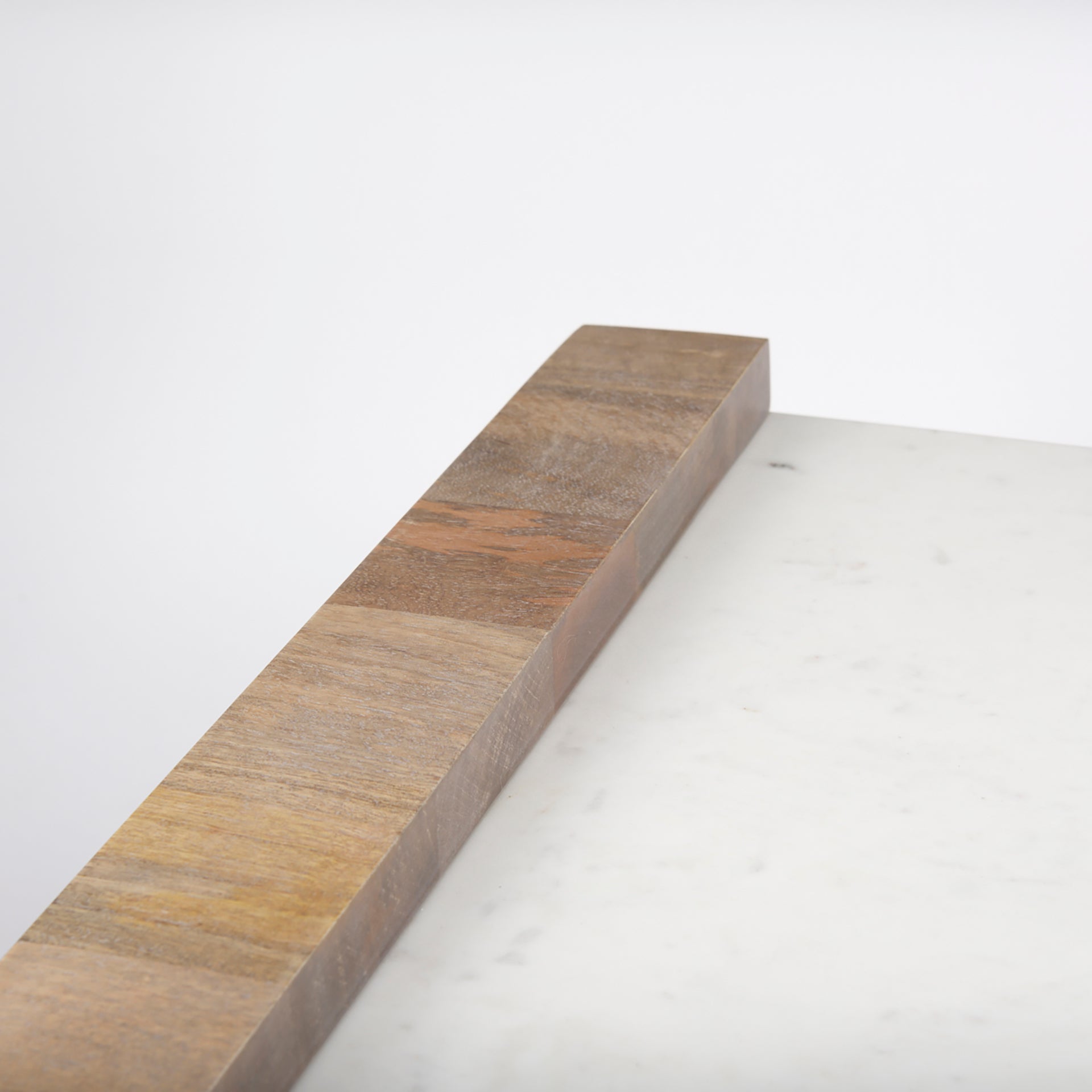 Athens  48.0L x 28.0W x 16.0H Light Brown Wood and White Marble Coffee Table